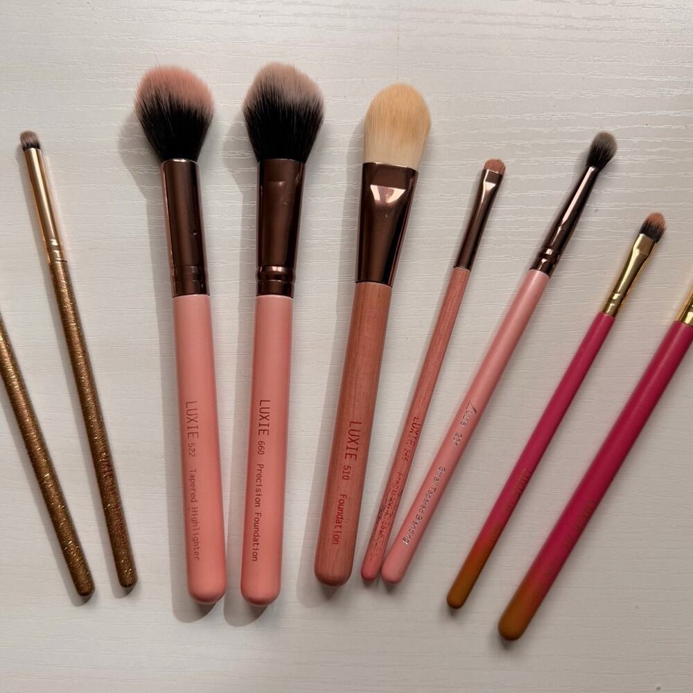 Luxie Makeup Brush Bundle – Face & Eye Brushes (Foundation, Highlight, Blending)